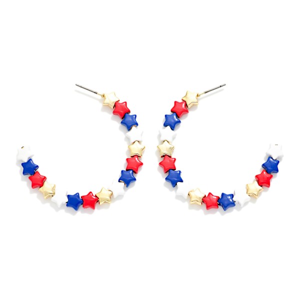 Americana Stars Hoop Earrings 

- Approximately 1" D
