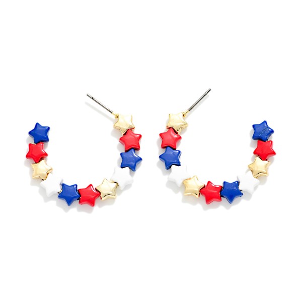 Americana Stars Hoop Earrings 

- Approximately .75" D