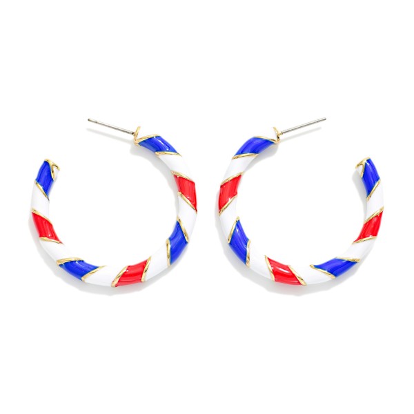 Enamel Americana Hoop Earrings 

- Approximately 1.25" D