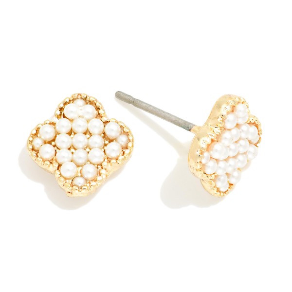 Pave Pearl Clover Stud Earrings 

- Approximately .25" L