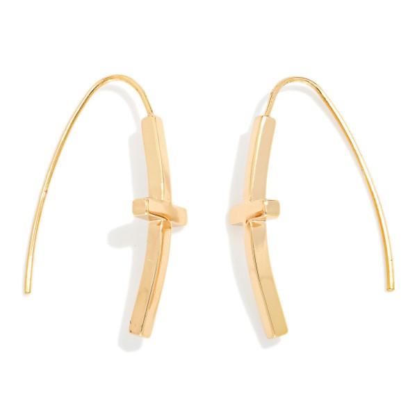 Metal Tone Cross Drop Earrings 

- Approximately 1.5" L 
- Brass Jewelry 