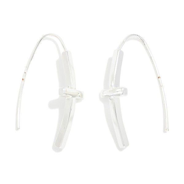Metal Tone Cross Drop Earrings 

- Approximately 1.5" L 
- Brass Jewelry 