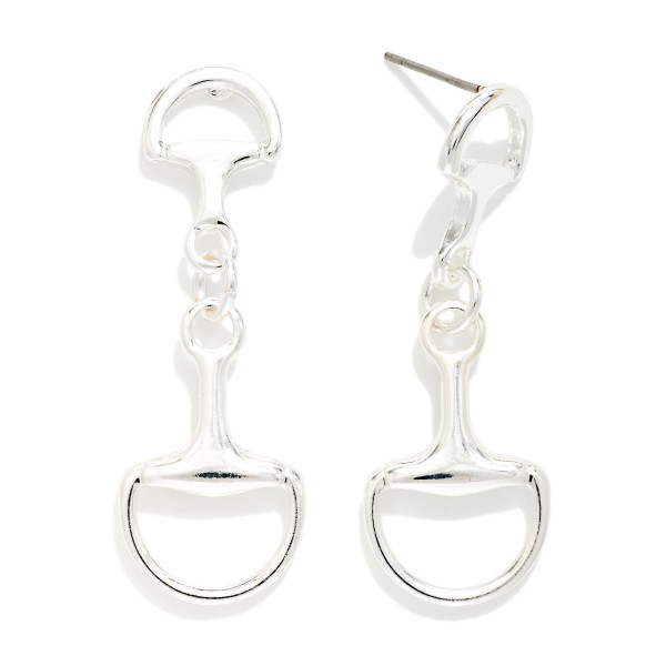 Metal Tone Linked Horsebits Post Drop Earrings 

- Gold Dipped 
- Approximately 1.5" L