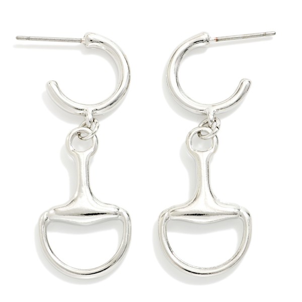 Metal Horsebit And Linked Hoop Drop Earring 

- Approximately 1.5" L 
- Gold Tone 
- Hypoallergenic 