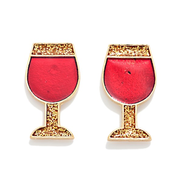 Glitter Enamel Wine Glass Post Drop Earrings 

- Approximately .5" L