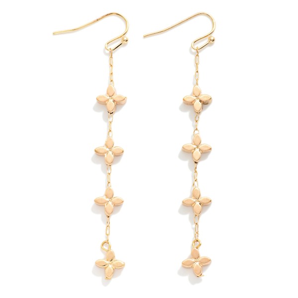 Chain Link Drop Earrings With Metal Tone Clover Stations 

- Approximately 3" L