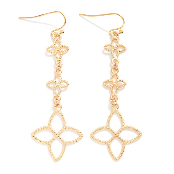 Linked Textured Metal Clovers Drop Earrings 

- Approximately 2.25" L