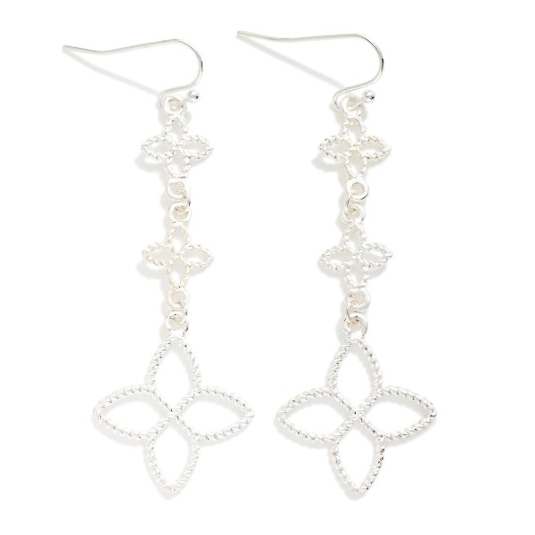 Linked Textured Metal Clovers Drop Earrings 

- Approximately 2.25" L