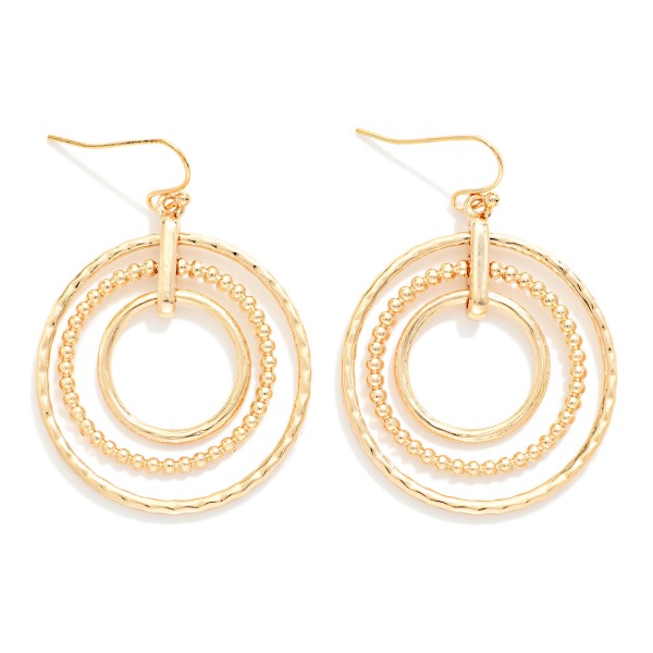 Nesting Metal Hoops Drop Earrings 

- Approximately 2" L