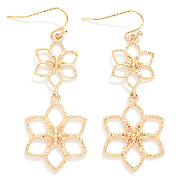 Linked Metal Flowers Drop Earrings 

- Approximately 2" L