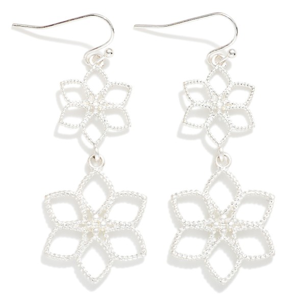 Linked Metal Flowers Drop Earrings 

- Approximately 2" L
