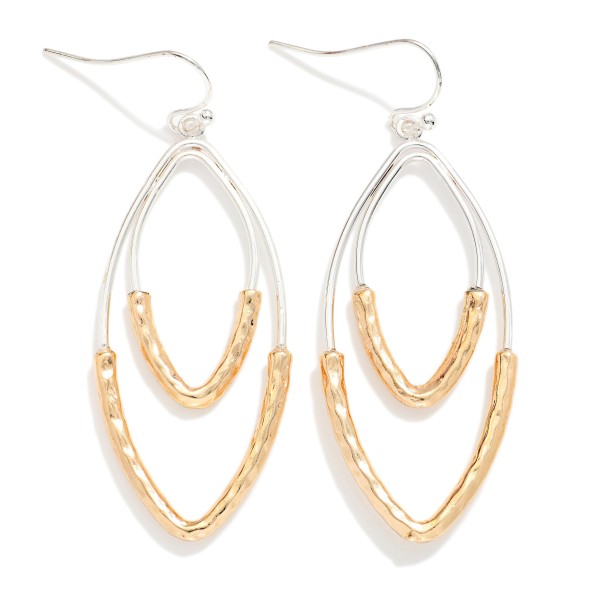 Two Tone Nesting Metal Navette Shape Drop Earrings 

- Approximately 2.25" L