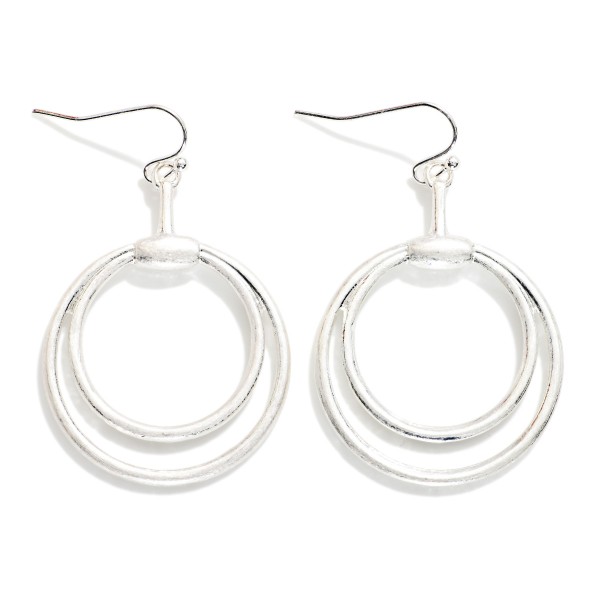Nesting Metal Tone Hoops Drop Earrings 

- Approximately 2" L