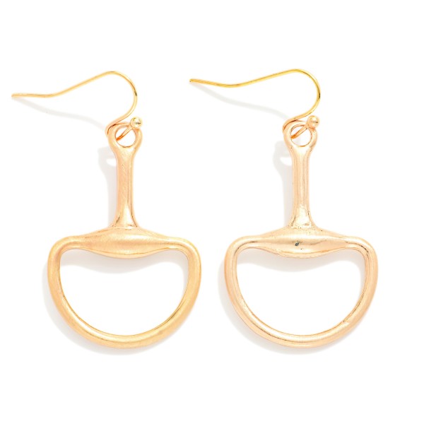 Metal Tone Horsebit Drop Earrings 

- Approximately 1.5" L