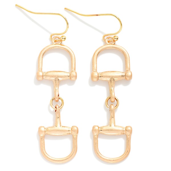 Metal Tone Horsebit Chain Link Drop Earring 

- Approximately 2" L 
