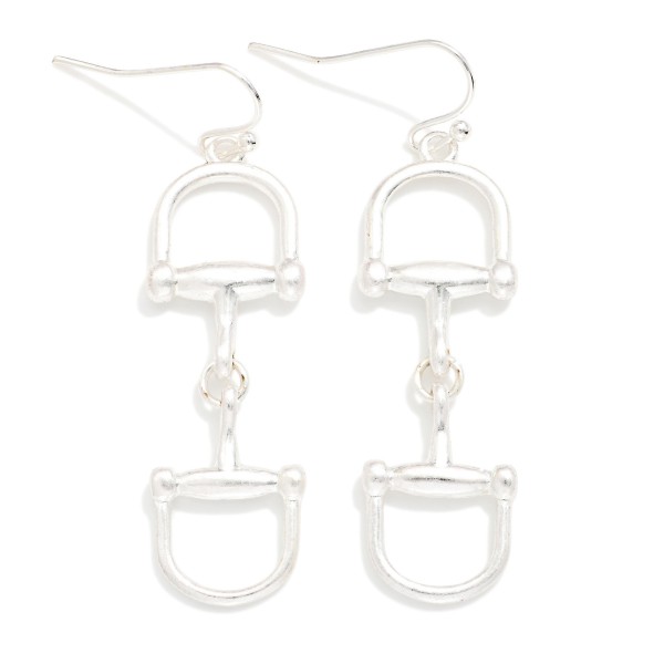 Metal Tone Horsebit Chain Link Drop Earring 

- Approximately 2" L 
