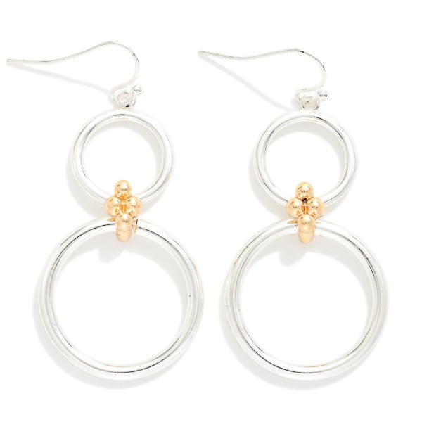 Linked Metal Tone Hoops Drop Earrings With Bubble Diamond Link 

- Approximately 2" L 