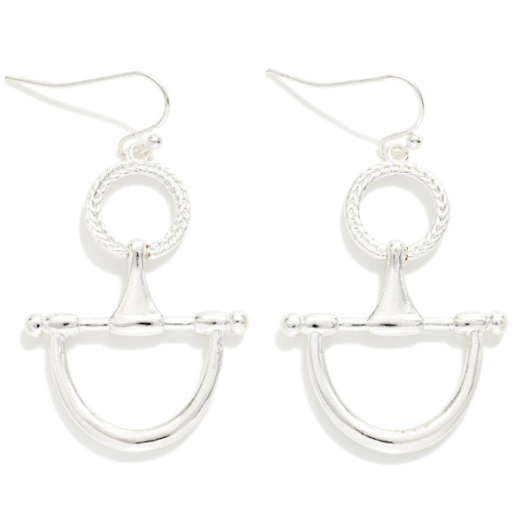 Textured Metal Hoop & Horsebit Drop Earrings 

- Approximately 2" L
