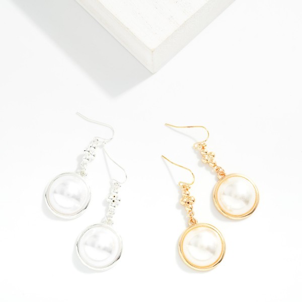 Linked Metal Pearl Drop Earring Featuring Ball Clusters 

- Approximately 1.75" L 