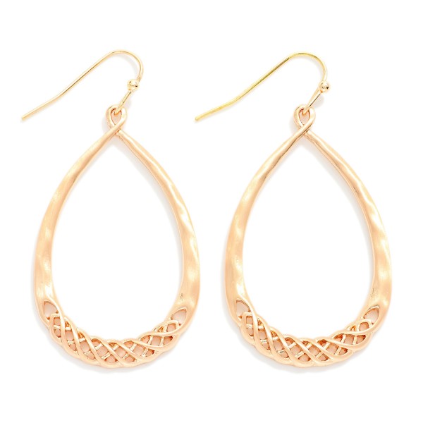 Hammered & Woven Metal Teardrop Drop Earrings 

- Approximately 2" L