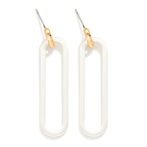 Long Metal Tone Oval Post Drop Earrings 

- Approximately 1.75" L