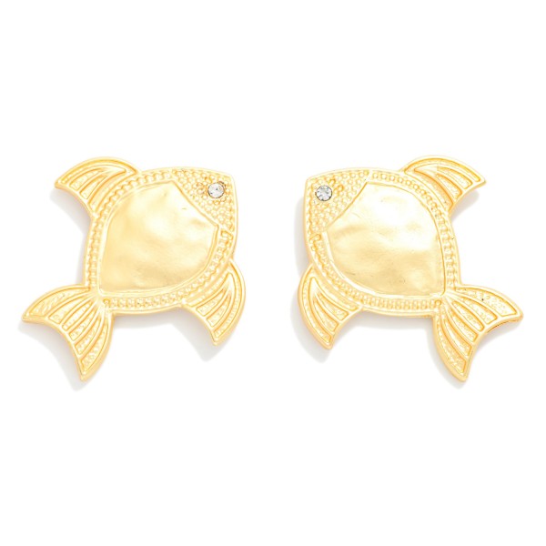 Hammered Metal Fish Post Drop Earrings

- Approximately 1" L 