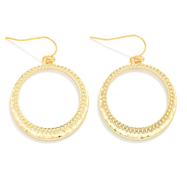 Textured Metal Tone Hoop Drop Earring 

- Approximately 1.5" L 