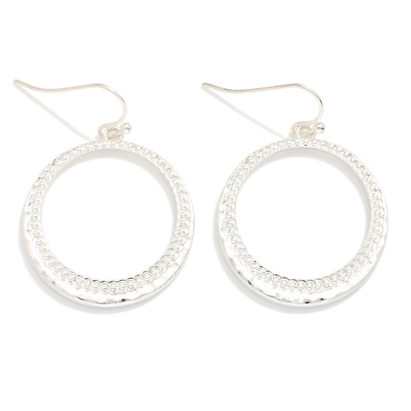 Textured Metal Tone Hoop Drop Earring 

- Approximately 1.5" L 