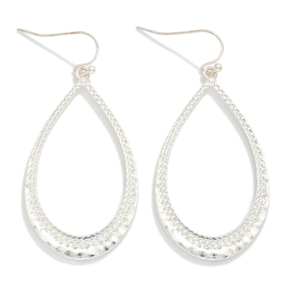 Textured Metal Tapered Teardrop Drop Earrings 

- Approximately 2" L