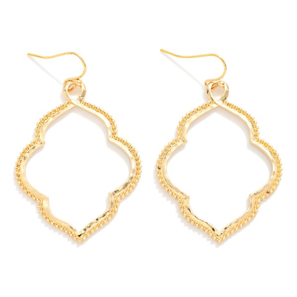 Metal Tone Hollow Quatrefoil Drop Earring 

- Approximately 2.5" L 