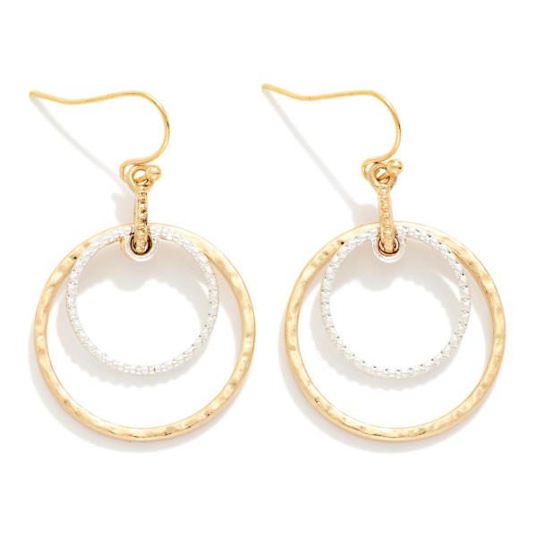 Ribbed & Hammered Metal Nesting Hoops Drop Earrings

- Approximately 1.5" L 