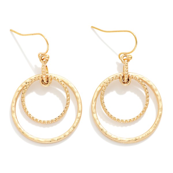 Ribbed & Hammered Metal Nesting Hoops Drop Earrings

- Approximately 1.5" L 