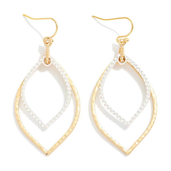 Nesting Metal Tone Navette Shape Drop Earrings 

- Approximately 2" L