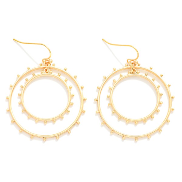 Nesting Metal Tone Studded Hoops Drop Earrings 

- Approximately 1.5" D