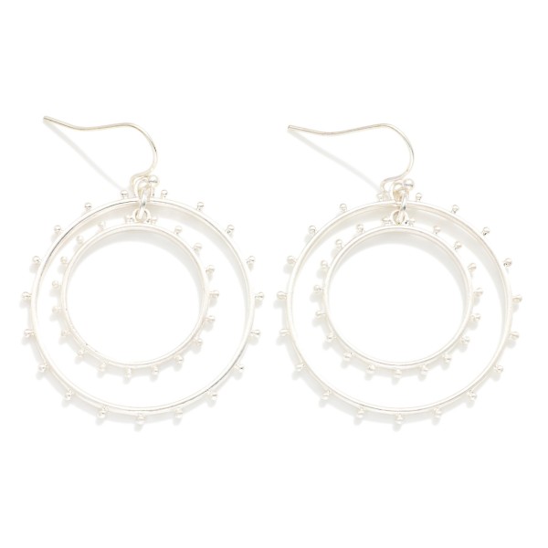 Nesting Metal Tone Studded Hoops Drop Earrings 

- Approximately 1.5" D