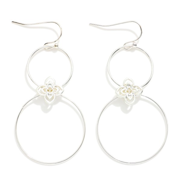 Linked Metal Tone Hoops Drop Earrings With Clover Details 

- Approximately 2" L