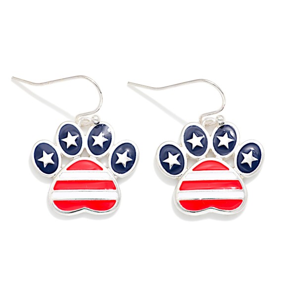 Enamel Americana Paw Print Drop Earrings 

- Approximately 1" L