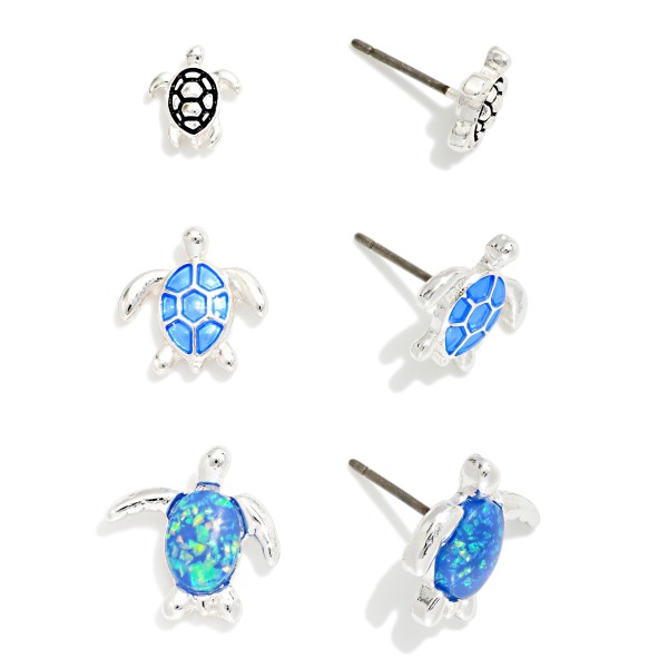 Set Of Three Metal Tone & Acetate Starfish Stud Earrings 

- Approximately .25" L
