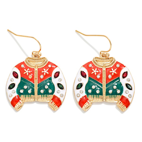 Enamel Christmas Sweater Drop Earrings 

- Approximately 1.25" L