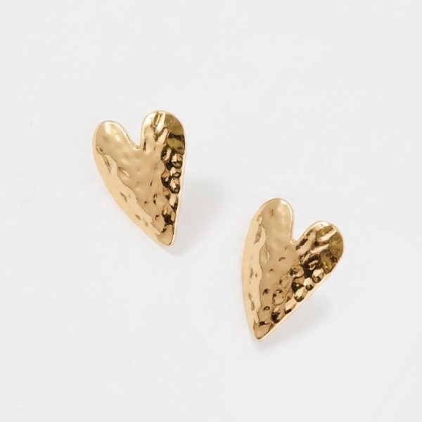 Hammered Metal Heart Post Drop Earring 

- Approximately 1" L 
