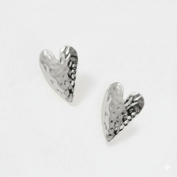 Hammered Metal Heart Post Drop Earring 

- Approximately 1" L 
