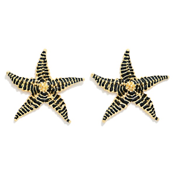 Painted Metal Starfish Post Drop Earring  

- Approximately 2" L  