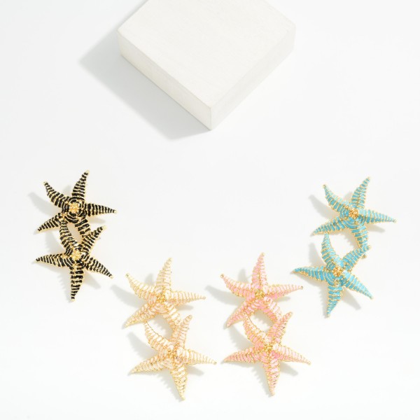 Painted Metal Starfish Post Drop Earring  

- Approximately 2" L  