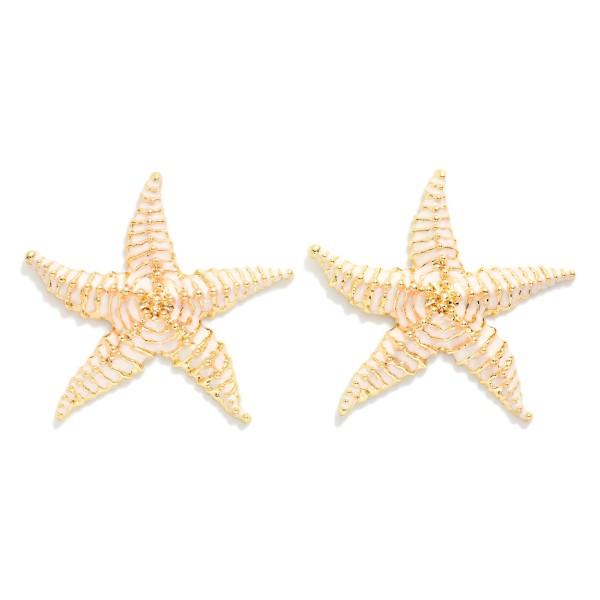 Painted Metal Starfish Post Drop Earring  

- Approximately 2" L  