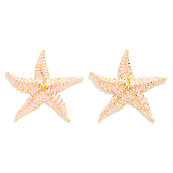 Painted Metal Starfish Post Drop Earring  

- Approximately 2" L  
