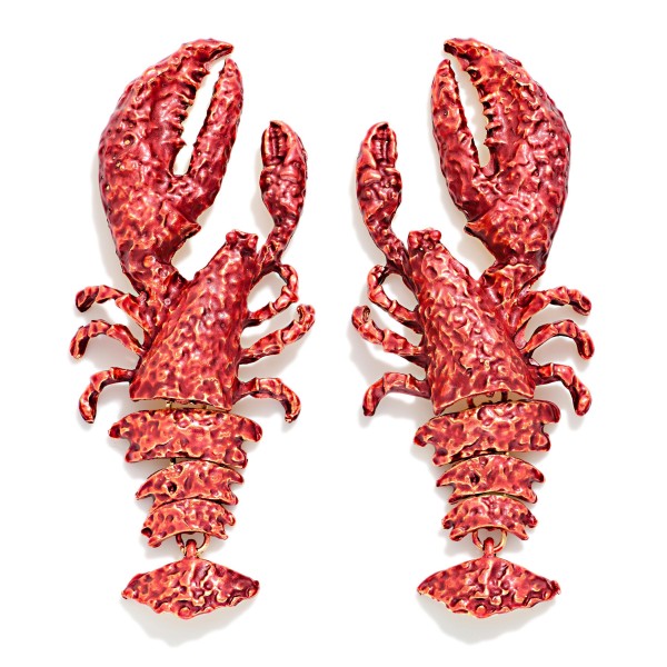 Painted Metal Crab Post Drop Earring 

- Approximately 3" L 