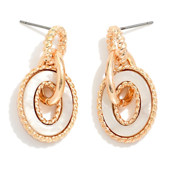 Multi Hoop Link Post Drop Earrings Featuring Pearl Detail 

- Approximately 1.25" L
