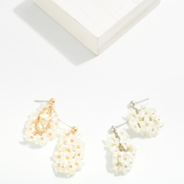 Pearl Flower Cluster Drop Earrings 

- Approximately 1.5" L
