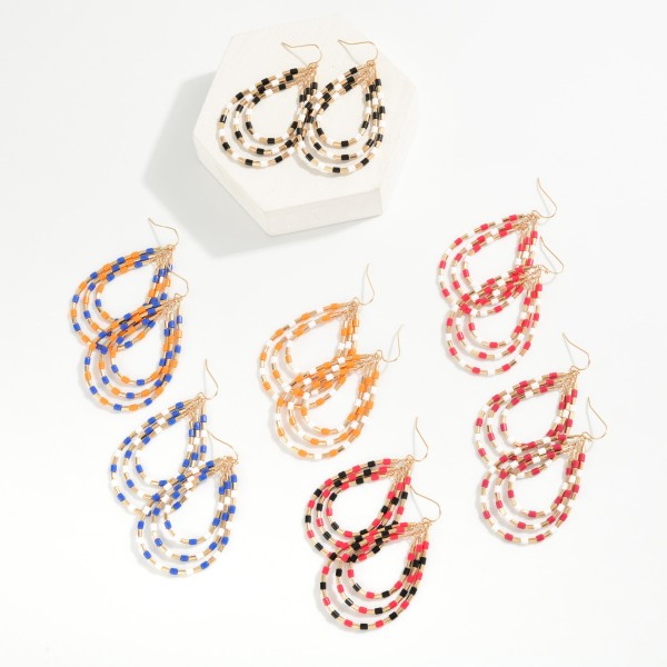 Nesting Heishi Bead Teardrops Drop Earrings 

- Approximately 2.5" L