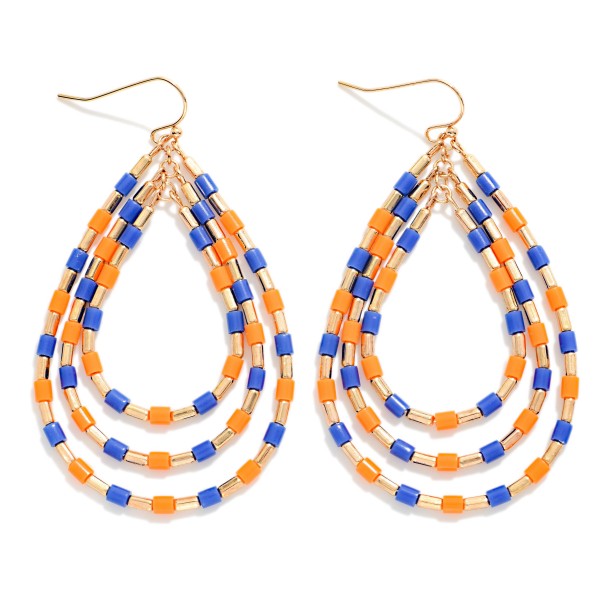 Nesting Heishi Bead Teardrops Drop Earrings 

- Approximately 2.5" L
